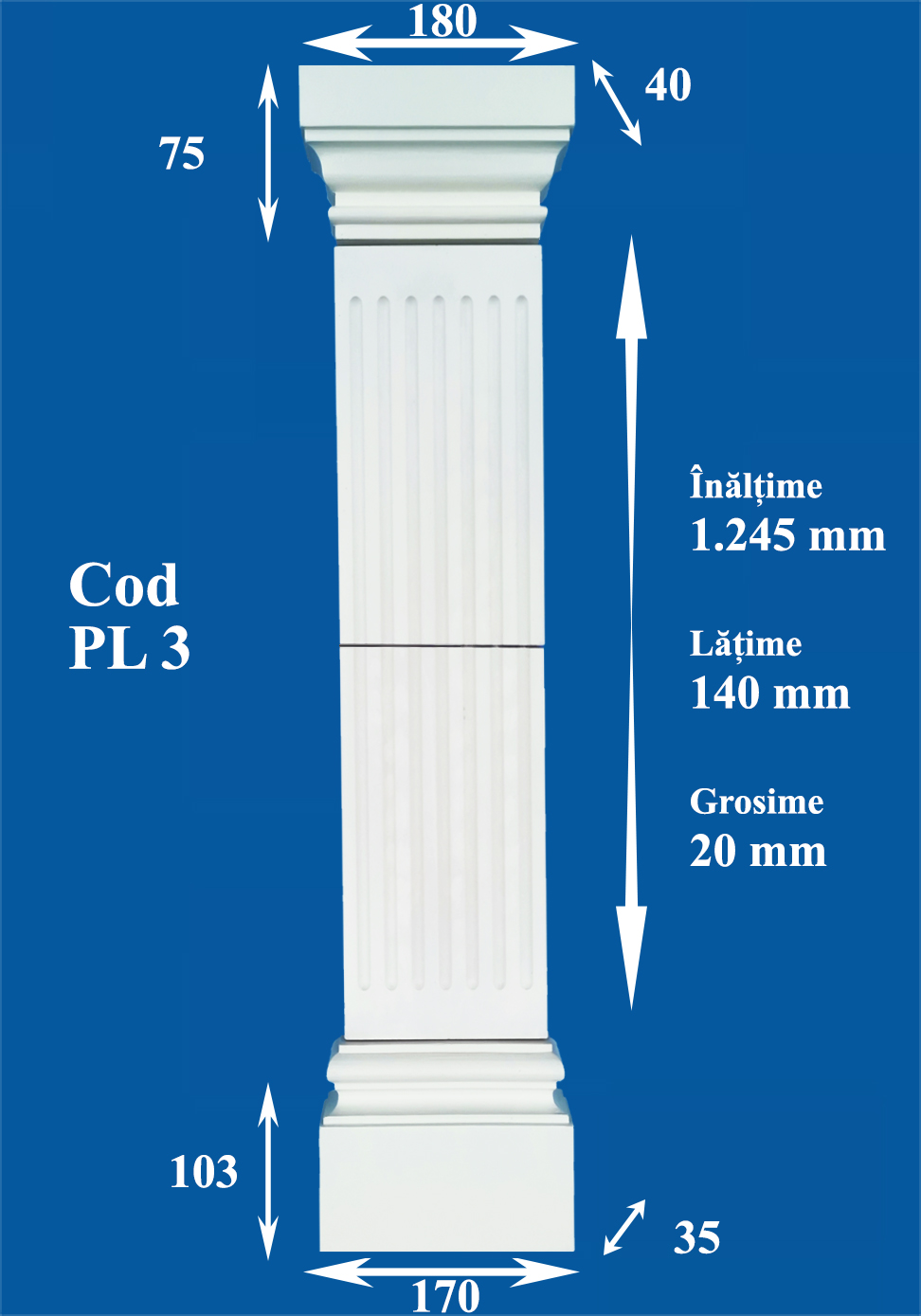 Capitel Ipsos, Pilastru Decorativ Ipsos, Baza Capitel Ipsos 